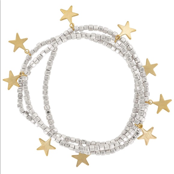 Anthropologie Jewelry - Silver beaded Star charm stretch bracelet set (3)